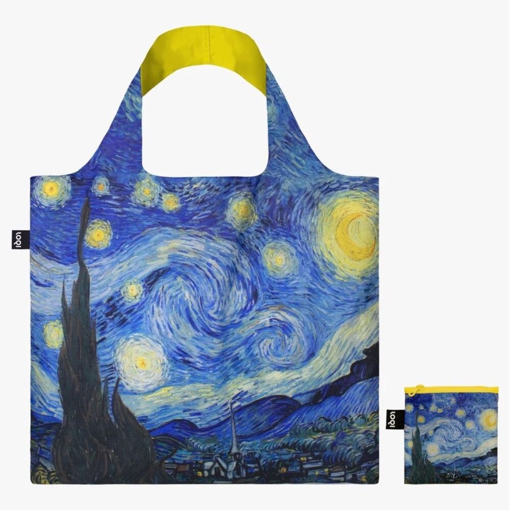 LOQI Van Gogh Starry Night Reusable Tote Bag with Zip Pouch NWOT